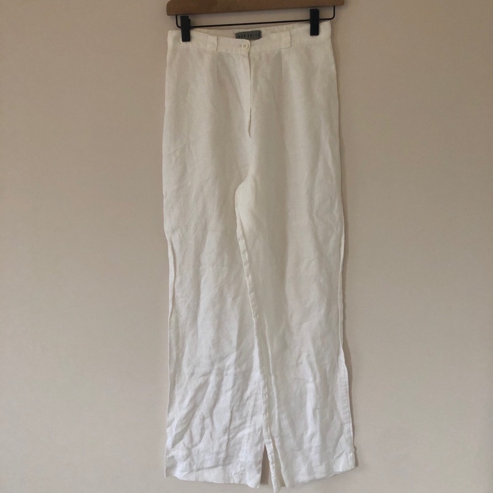 Vintage White Linen High Waist Trousers
